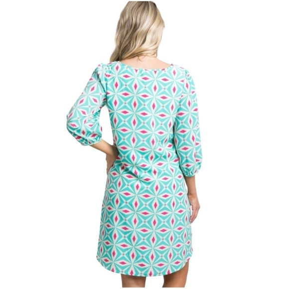 Pink Blush Geometric Print Dress  Size Large - Picture 3 of 9